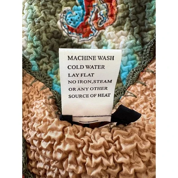 Vintage Ubu Paisley Floral Popcorn Maxi Dress Boho Scalloped Lace Trim Belted - Picture 12 of 14